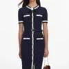 Navy Pointelle Knit Midi Dress Navy Pointelle Knit Midi Dress