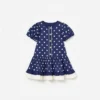 Navy Polka Dot Cotton Printed Dress