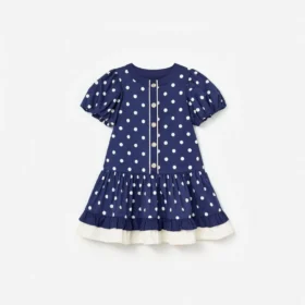 Navy Polka Dot Cotton Printed Dress