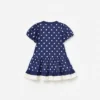 Navy Polka Dot Cotton Printed Dress