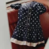Navy Polka Dot Cotton Printed Dress