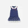 Navy Polka Dot Cotton Sleeveless Dress