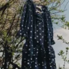 Navy Polka Dot Georgette Dress