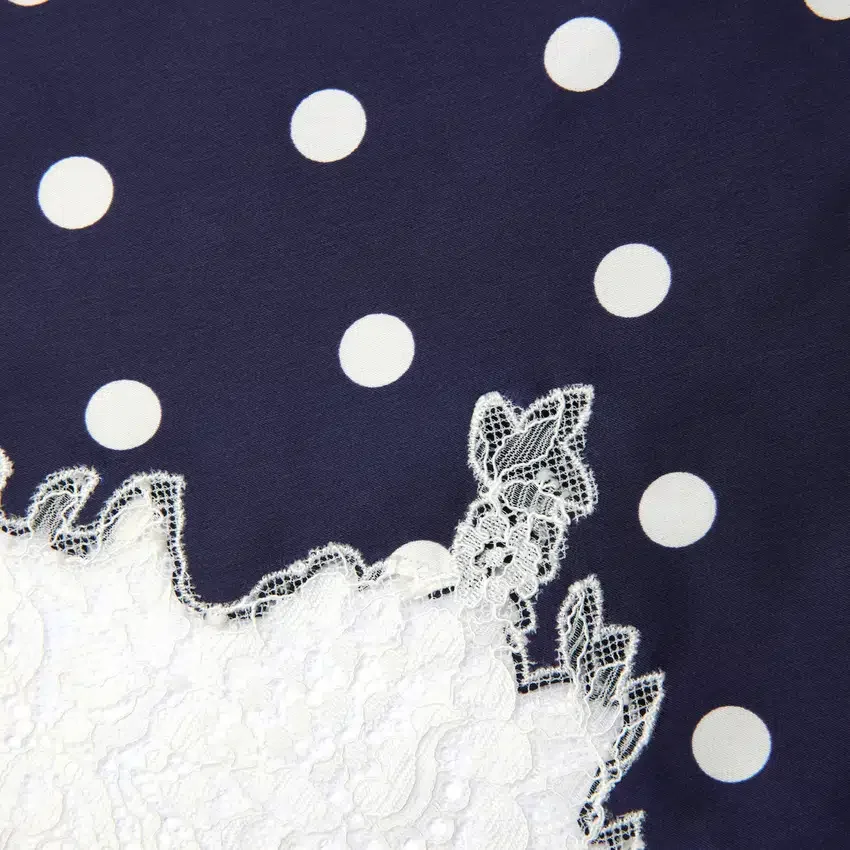 Navy Polka Dot Satin Midi Skirt Navy Polka Dot Satin Midi Skirt