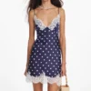 Navy Polka Dot Satin Mini Dress Navy Polka Dot Satin Mini Dress