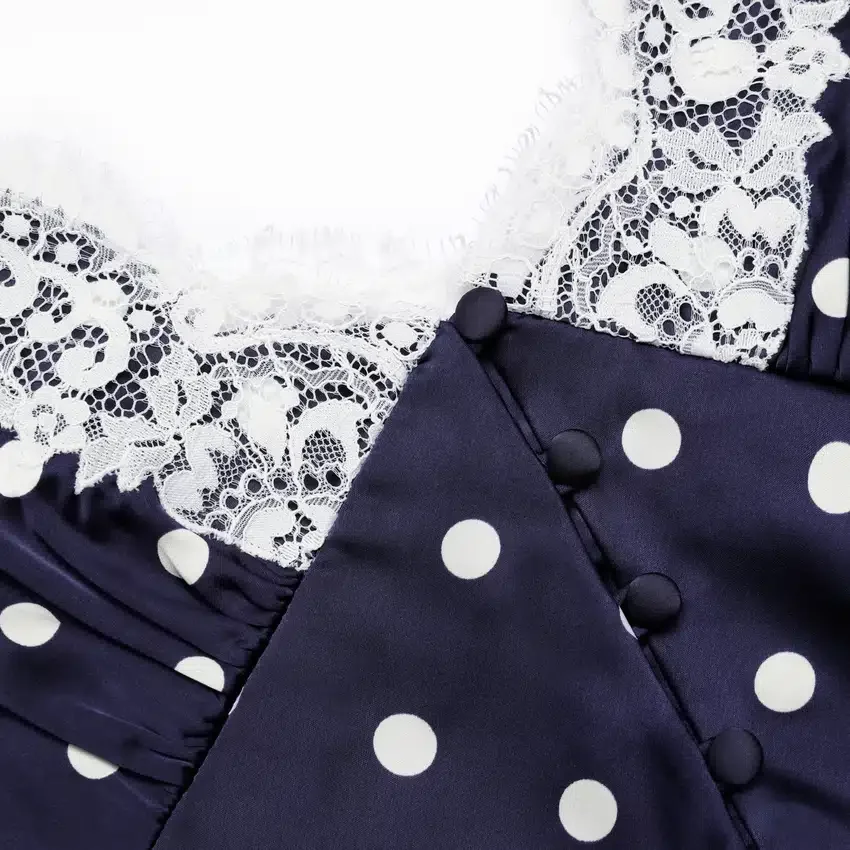 Navy Polka Dot Satin Mini Dress Navy Polka Dot Satin Mini Dress