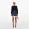 Navy Polka Dot Satin Mini Skirt Navy Polka Dot Satin Mini Skirt