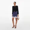 Navy Polka Dot Satin Mini Skirt Navy Polka Dot Satin Mini Skirt