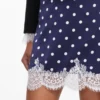 Navy Polka Dot Satin Mini Skirt Navy Polka Dot Satin Mini Skirt