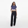 Navy Polka Dot Satin Top Navy Polka Dot Satin Top