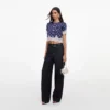 Navy Polka Dot Satin Top Navy Polka Dot Satin Top