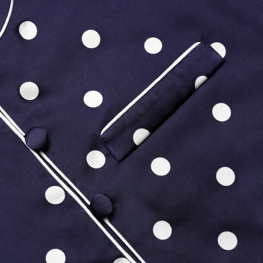 Navy Polka Dot Satin Top Navy Polka Dot Satin Top