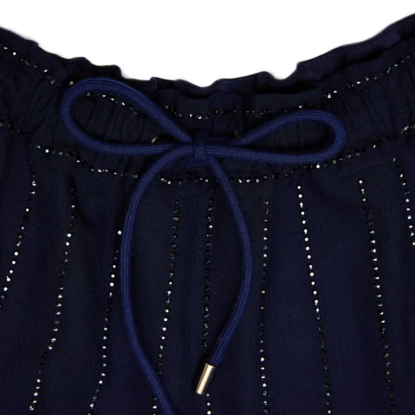Navy Rhinestone Pinstripe Trousers Navy Rhinestone Pinstripe Trousers
