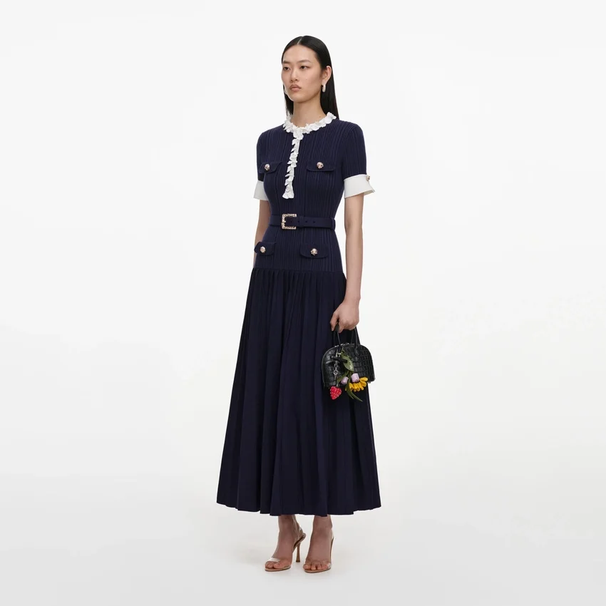 Navy Rib Knit Midi Dress Navy Rib Knit Midi Dress