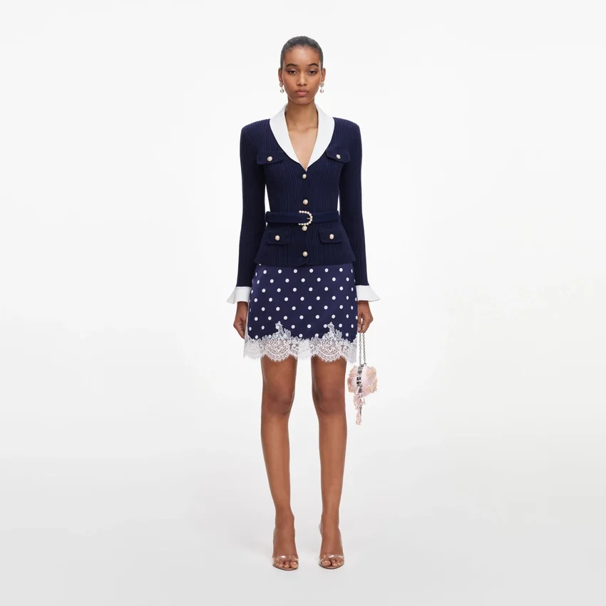 Navy Ribbed Knit Cardigan Navy Ribbed Knit Cardigan