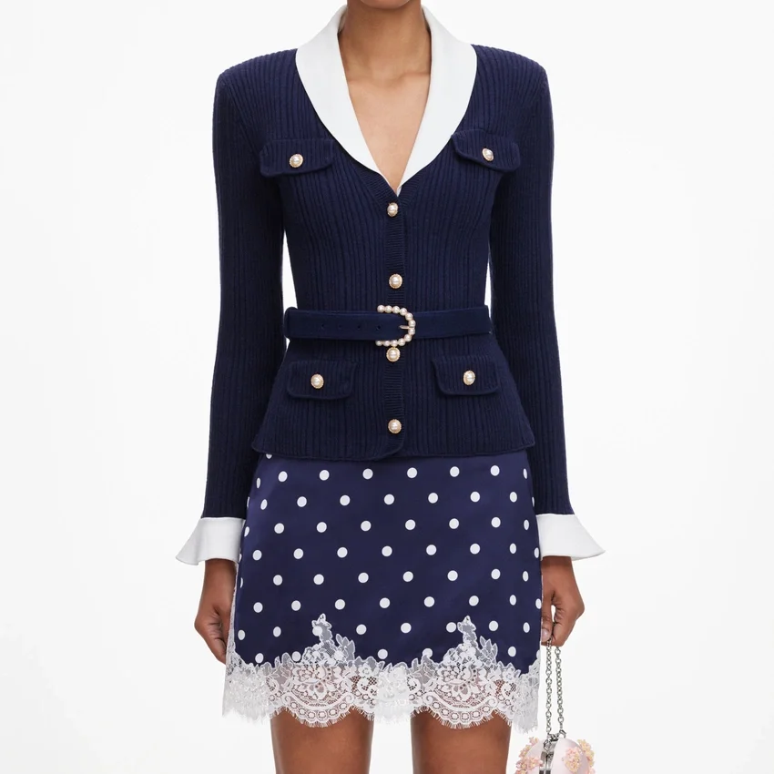 Navy Ribbed Knit Cardigan Navy Ribbed Knit Cardigan