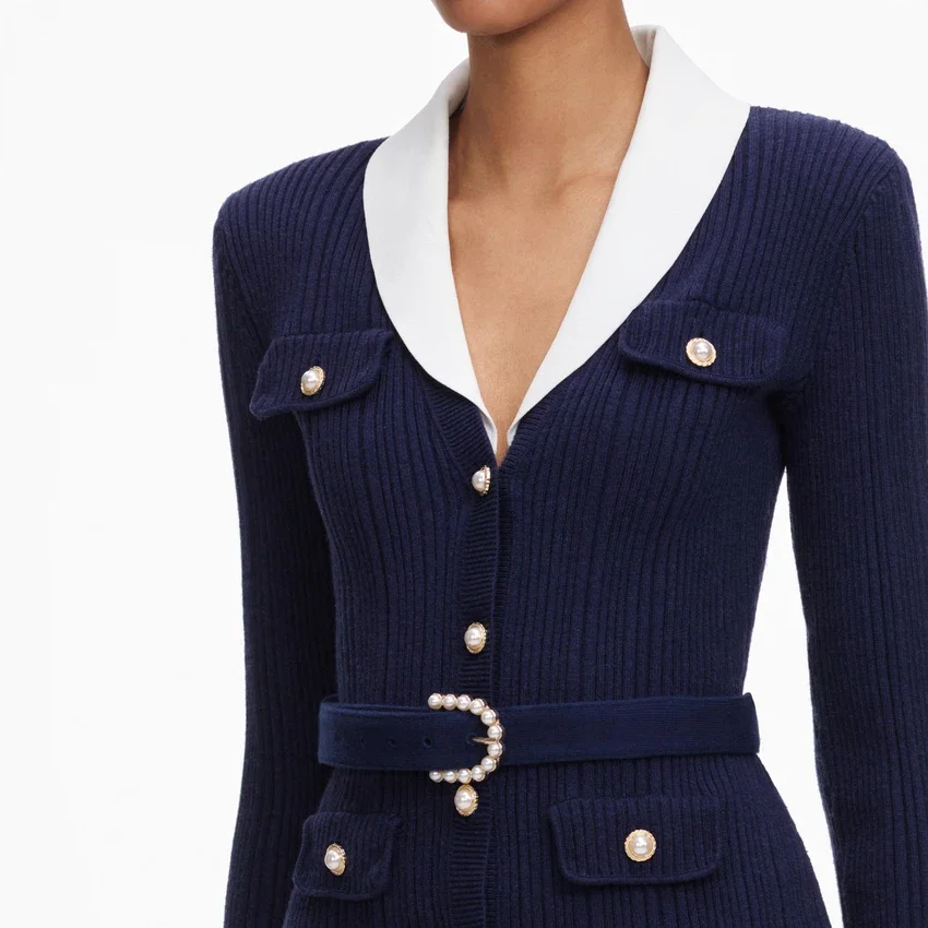 Navy Ribbed Knit Cardigan Navy Ribbed Knit Cardigan