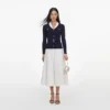 Navy Ribbed Knit Contrast Midi Dress Navy Ribbed Knit Contrast Midi Dress