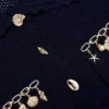Navy Shell Embellished Cardigan Navy Shell Embellished Cardigan
