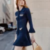Navy Shell Embellished Knit Mini Dress Navy Shell Embellished Knit Mini Dress