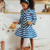 Navy Stripe Cherry Motif Jacket