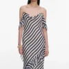 Navy Stripe Georgette Maxi Dress Navy Stripe Georgette Maxi Dress