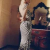 Navy Stripe Georgette Maxi Dress Navy Stripe Georgette Maxi Dress