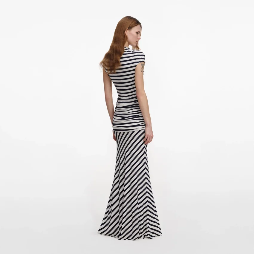 Navy Stripe Jersey Maxi Dress Navy Stripe Jersey Maxi Dress