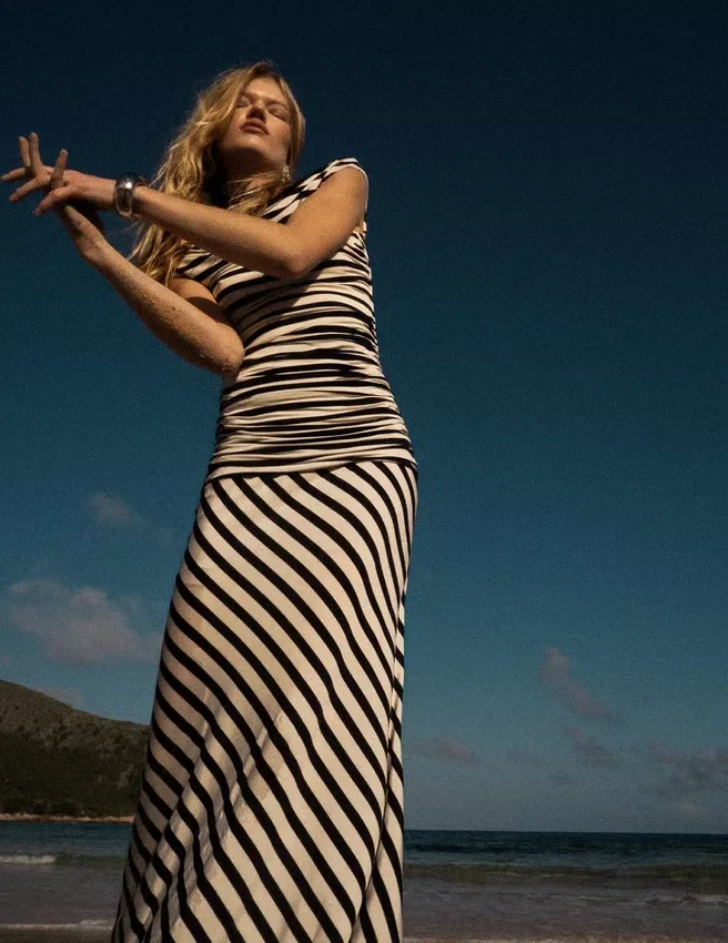 Navy Stripe Jersey Maxi Dress Navy Stripe Jersey Maxi Dress