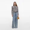 Navy Stripe Tie Neck Blouse Navy Stripe Tie Neck Blouse