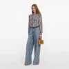 Navy Stripe Tie Neck Blouse Navy Stripe Tie Neck Blouse