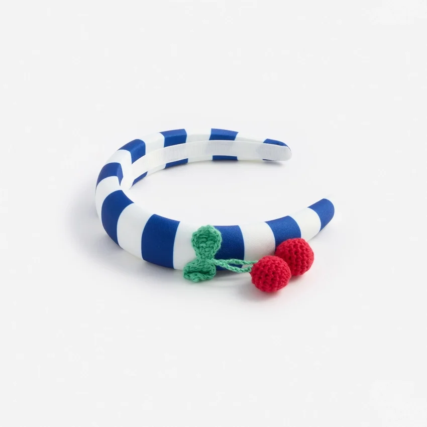 Navy Striped Cherry Motif Headband Navy Striped Cherry Motif Headband