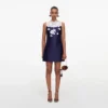 Navy Taffeta Lace Mini Dress Navy Taffeta Lace Mini Dress