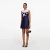 Navy Taffeta Lace Mini Dress Navy Taffeta Lace Mini Dress