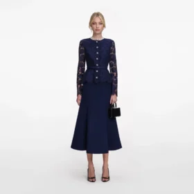 Navy Tailored Lace Midi Dress Navy Tailored Lace Midi Dress