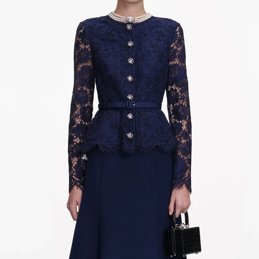 Navy Tailored Lace Midi Dress Navy Tailored Lace Midi Dress
