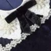 Navy Velvet Tulle Flower Trim Dress Navy Velvet Tulle Flower Trim Dress