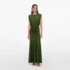 Olive Jersey Gathered Maxi Dress Olive Jersey Gathered Maxi Dress