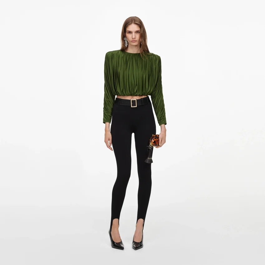 Olive Jersey Gathered Top Olive Jersey Gathered Top