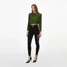 Olive Jersey Gathered Top