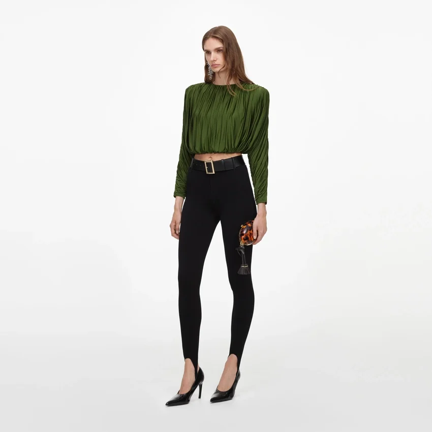 Olive Jersey Gathered Top Olive Jersey Gathered Top
