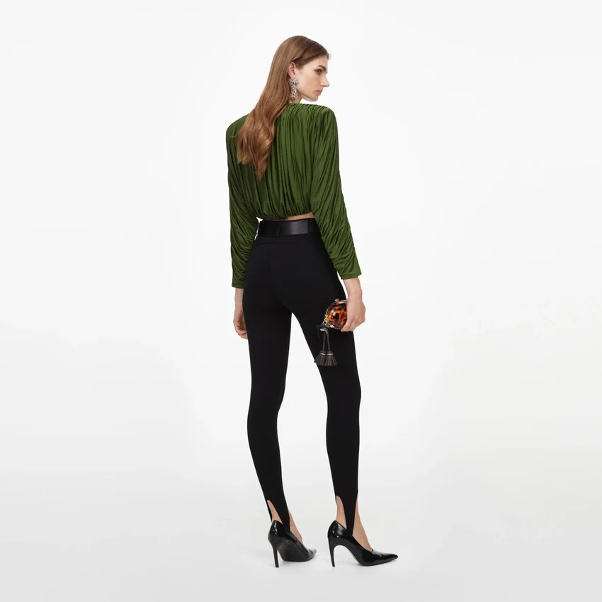 Olive Jersey Gathered Top Olive Jersey Gathered Top