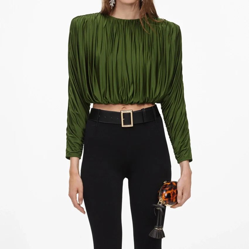 Olive Jersey Gathered Top Olive Jersey Gathered Top