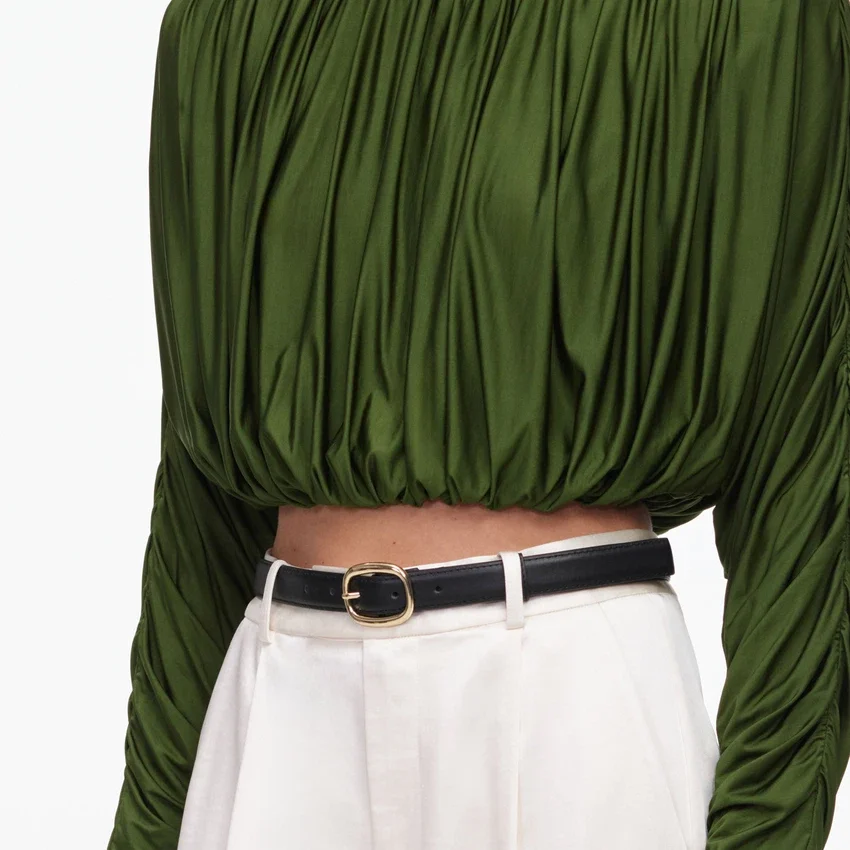 Olive Jersey Gathered Top Olive Jersey Gathered Top