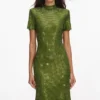 Olive Rhinestone Mesh Midi Dress Olive Rhinestone Mesh Midi Dress