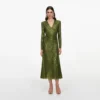 Olive Rhinestone Mesh Wrap Midi Dress Olive Rhinestone Mesh Wrap Midi Dress