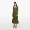 Olive Rhinestone Mesh Wrap Midi Dress Olive Rhinestone Mesh Wrap Midi Dress