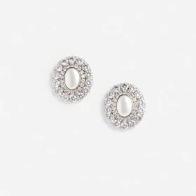 Oval Crystal Pearl Earrings