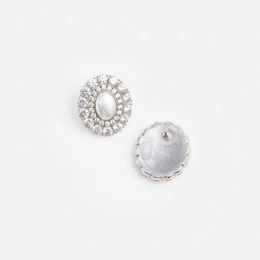 Oval Crystal Pearl Earrings Oval Crystal Pearl Earrings