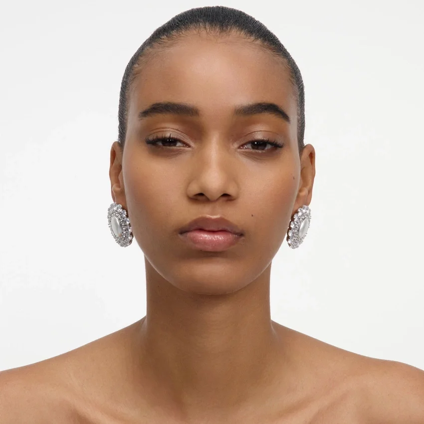 Oval Crystal Pearl Earrings Oval Crystal Pearl Earrings